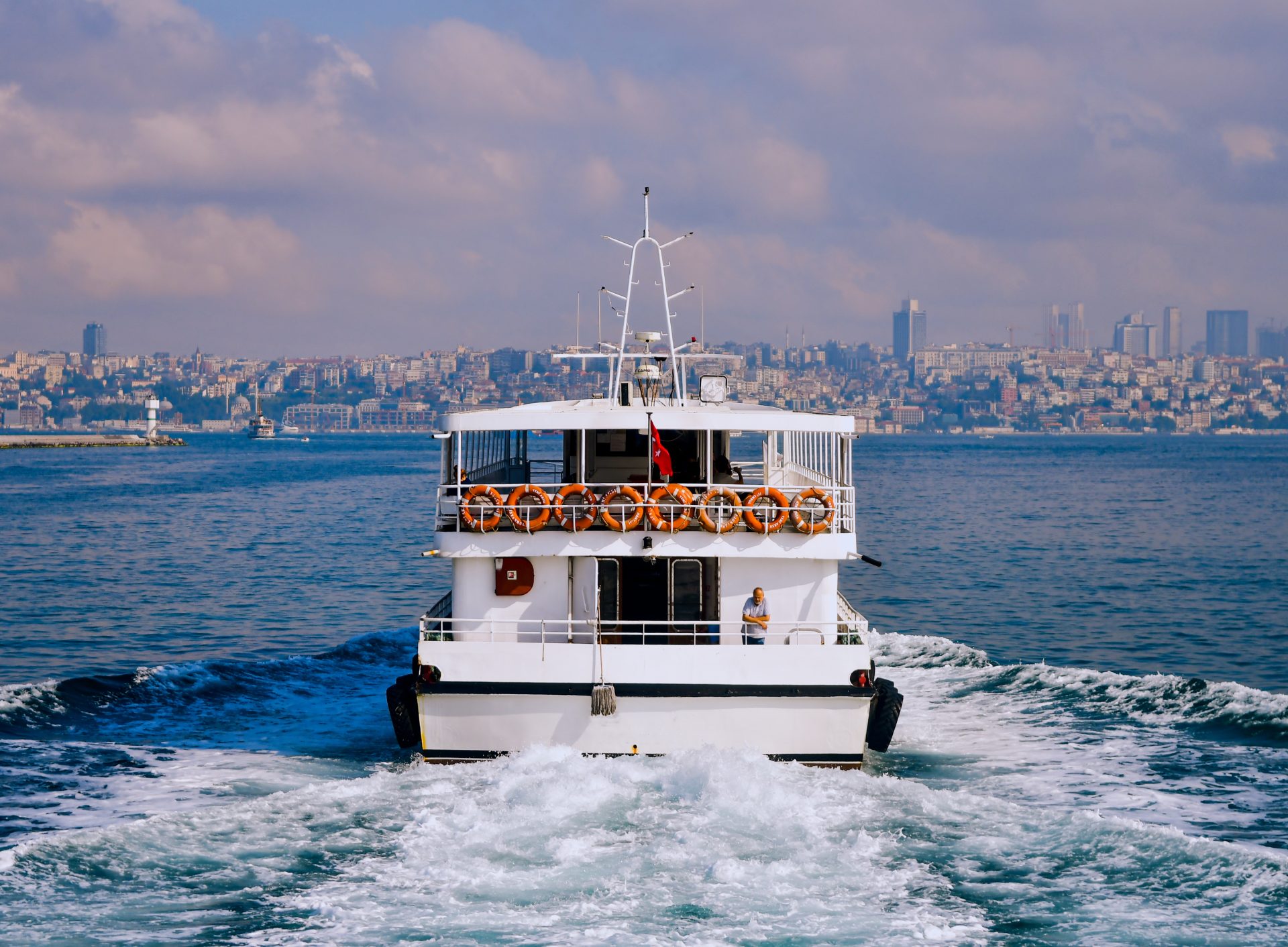 mesmerizing view of the boat in bosphorus with bui 2023 03 11 06 10 33 utc